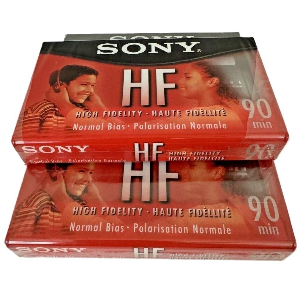Sony HF 90 Blank Cassette Tapes Lot of 3 Red Type I Normal Bias C-90HFL NEW